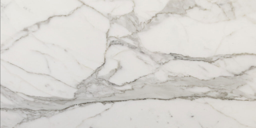 Calacatta Oro white marble slab with grey and black veins